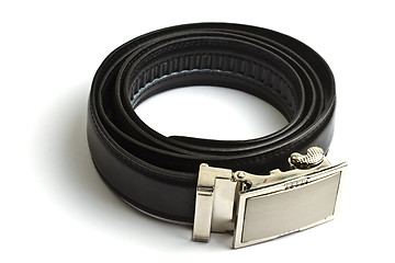 Image showing Black leather belt isolated on white