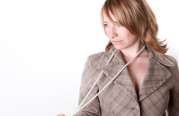 Image showing Woman with pearl necklace