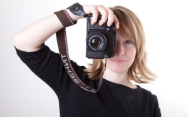 Image showing Woman with camera