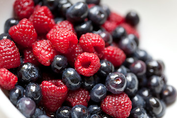 Image showing raspberries and blueberries