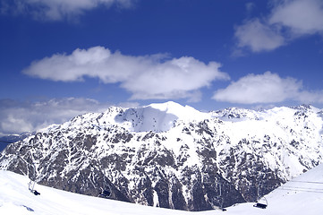 Image showing Chair-lift at ski resort