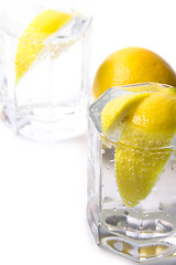 Image showing  soda water and lemon slices