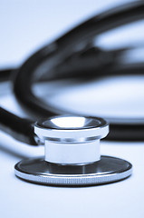 Image showing Blue toned stethoscope close up