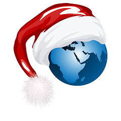 Image showing Santa hat and globe