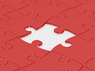 Image showing red jigsaw puzzle pieces