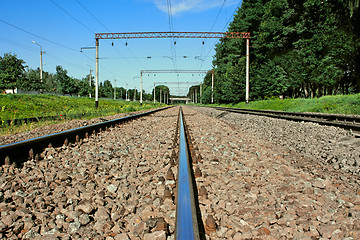 Image showing Iron railroad rail that goes far out