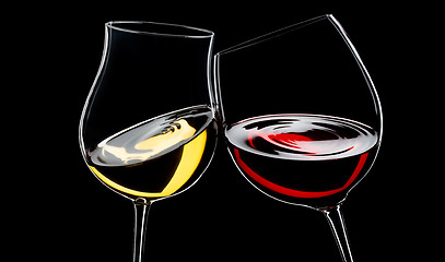 Image showing red and white wine