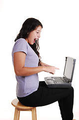 Image showing Happy girl with laptop.