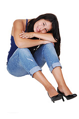 Image showing Girl sitting on the floor.