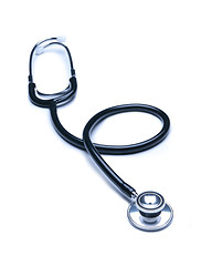 Image showing Black stethoscope in blue tone