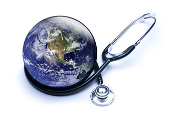 Image showing Shiny Earth and stethoscope