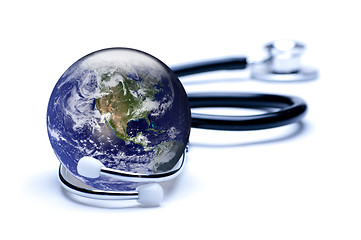 Image showing Earth, featuring USA, enclosed in stethoscope