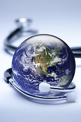Image showing Globe and stethoscope concept