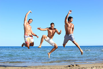 Image showing Men Relaxing On the Beach