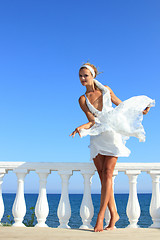 Image showing Beautiful woman by the sea