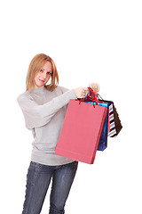 Image showing close up girl with shopping bag