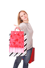 Image showing close up girl with shopping bag