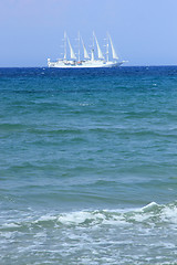 Image showing The white ship sailing 