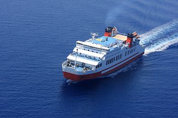 Image showing Aerial view of passenger ferry boat 