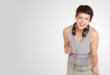 Image showing exy young woman with headphones 