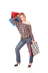 Image showing close up girl with shopping bag