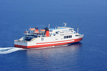 Image showing Aerial view of passenger ferry boat 