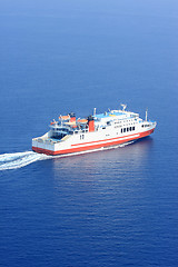 Image showing Aerial view of passenger ferry boat 