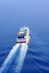 Image showing Aerial view of passenger ferry boat 