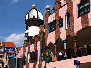 Image showing Hundertwasser building in Magdeburg/Germany