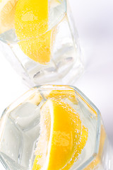 Image showing soda water and lemon slices