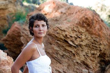 Image showing woman in white dress 