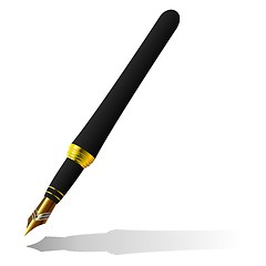 Image showing Realistic illustration gold ink pen