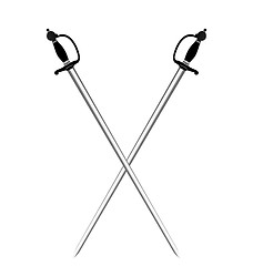 Image showing Illustration by two silver swords of white background