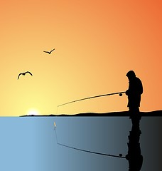 Image showing Realistic illustration fishing on lake