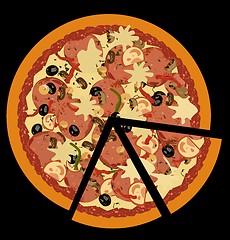 Image showing Realistic illustration pizza on black  background