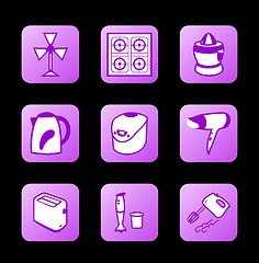 Image showing Home appliances icons, purple contour series