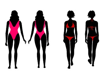 Image showing Silhouettes of women in bathing suit