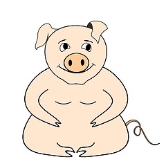 Image showing Cartoon illustration big pig