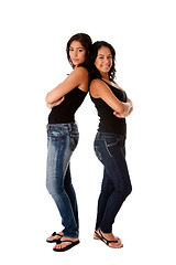 Image showing Hppy young girls back to back