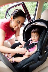 Image showing Baby in car seat for safety