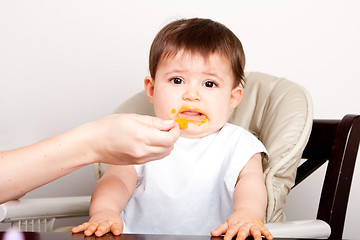 Image showing Baby dislikes food