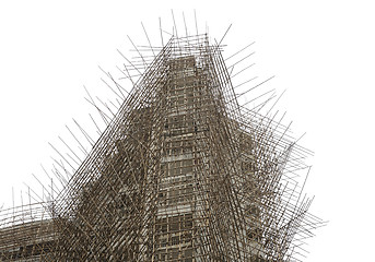 Image showing bamboo scaffolding in construction site