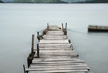 Image showing pier and boat, low saturation