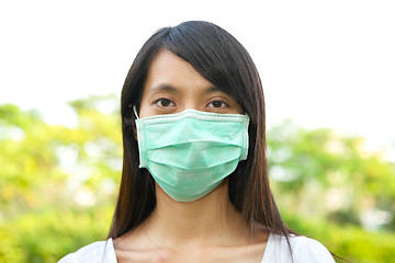 Image showing woman wear facemask outdoor