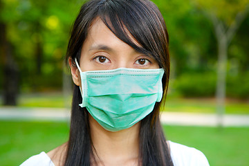 Image showing woman wear facemask outdoor 