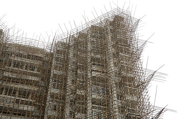 Image showing bamboo scaffolding in construction site