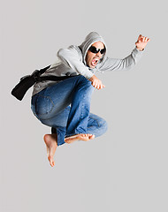 Image showing Young man jumping