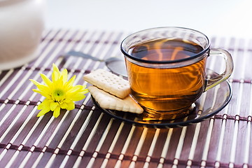 Image showing Tea and biscuit