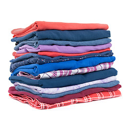 Image showing Stack of colorful clothes