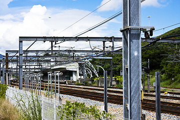 Image showing Railroad and blue sky 